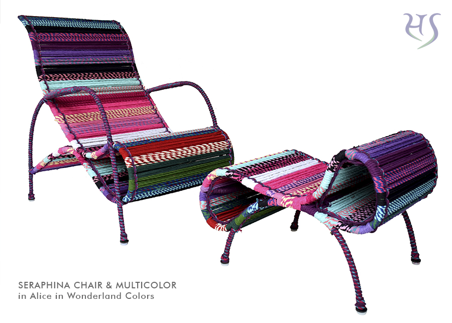 Seraphina Chair & Ottoman in Alice in Wonderland Color Katran Collection by Sahil & Sarthak
